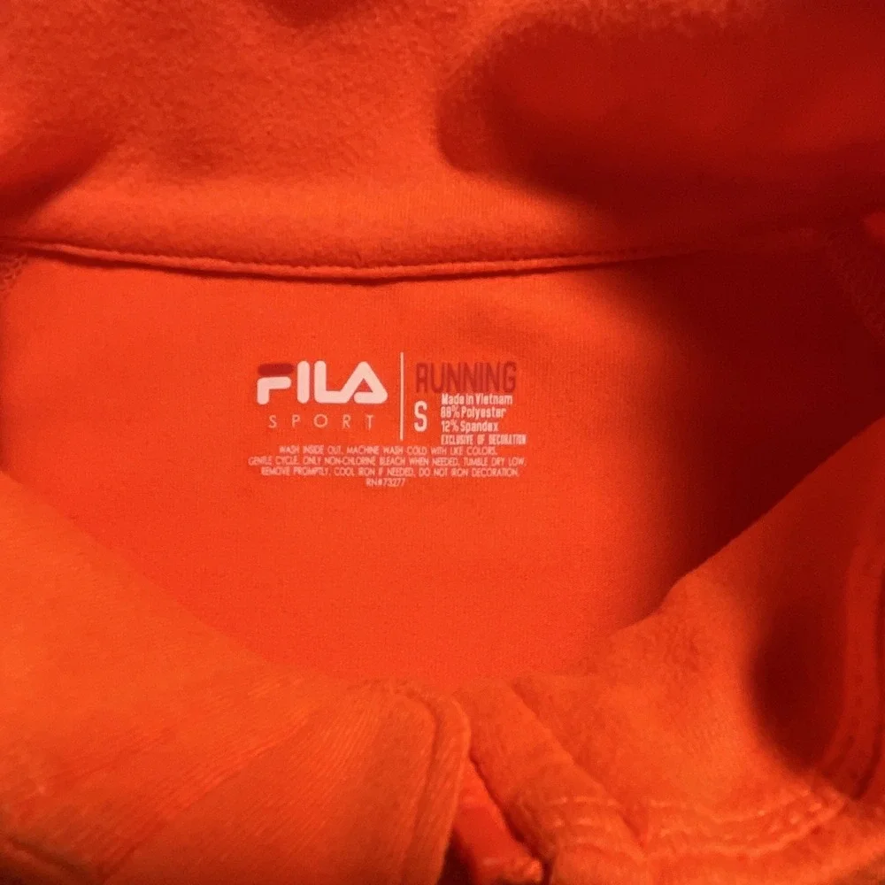 FILA Sport Men's Athletic Fit Orange 1/4 Zip Mock Neck L/S Running Top S